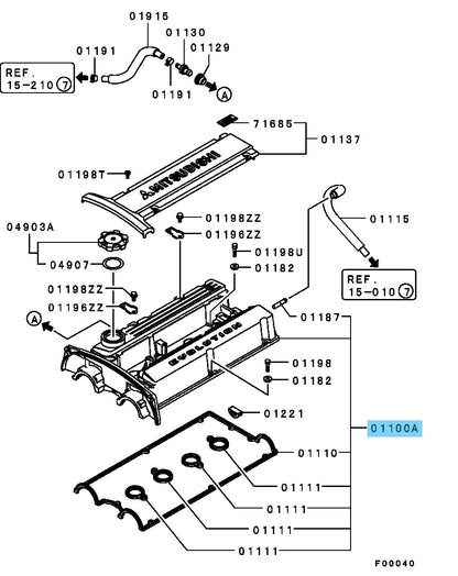 MITSUBISHI LANCER EVOLUTION 7 CT9A Genuine Rocker Cover Assy 1035A655 OEM