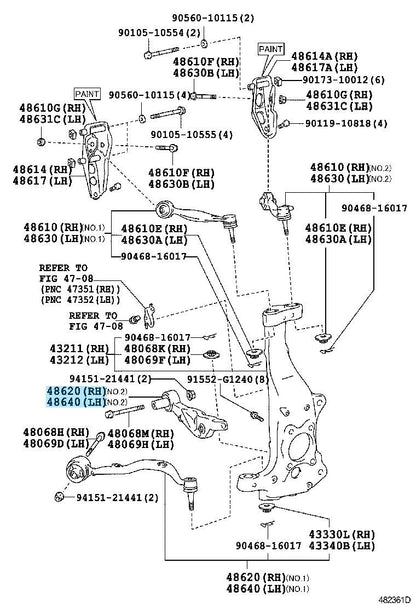 TOYOTA LEXUS LS460 LS460L USF40 USF41 Genuine Front Suspension Lower Arm RH & LH