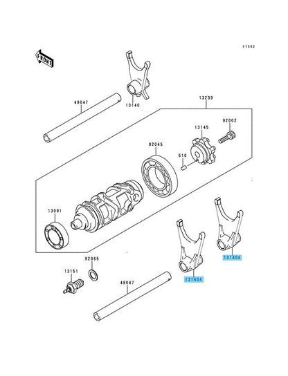 KAWASAKI NINJA ZX-6R ZX600 1995-2006 Genuine Output Fork Shift 13140-1232 OEM