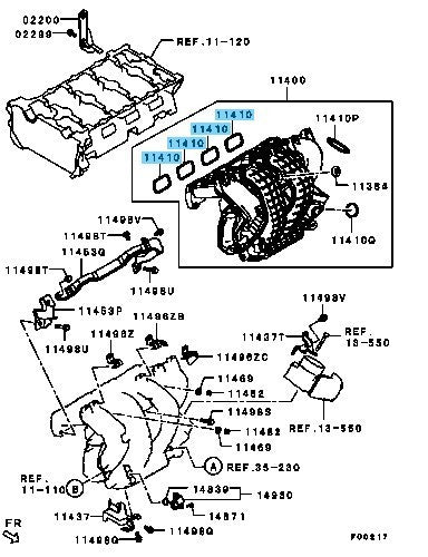 MITSUBISHI LANCER CY4A '08-17 Genuine Inlet Manifold Gasket 1542A133 x4 Set OEM