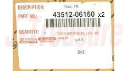 TOYOTA CAMRY ASV40 2007-2017 Genuine Front Brake Disc Rotor 43512-06150 x2 Set