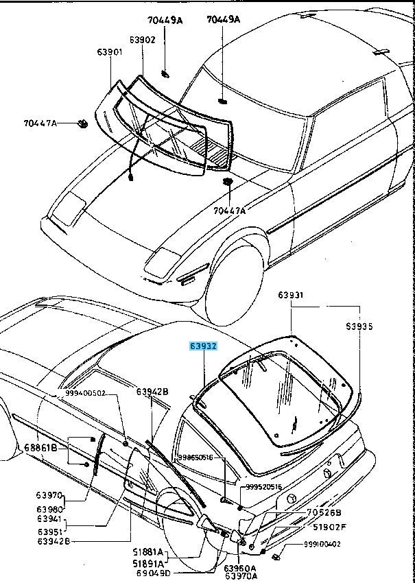 MAZDA SAVANNA RX-7 SA22C 1985 Genuine Rear Window Weather Strip 8871-62-761D OEM