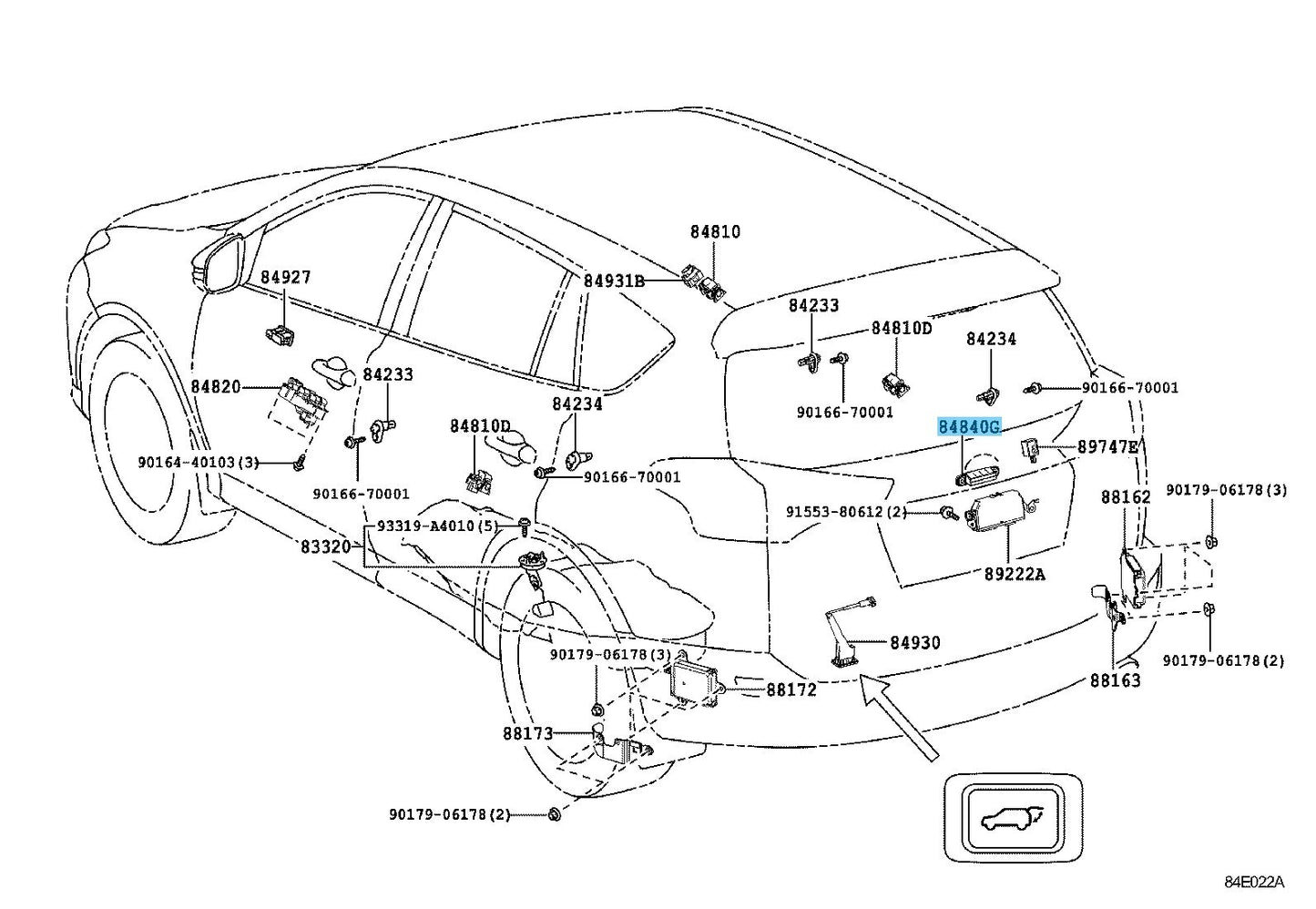 TOYOTA RAV4 ALA40 2013-2016 Genuine Back Door Opener Switch Assy 84840-28040 OEM