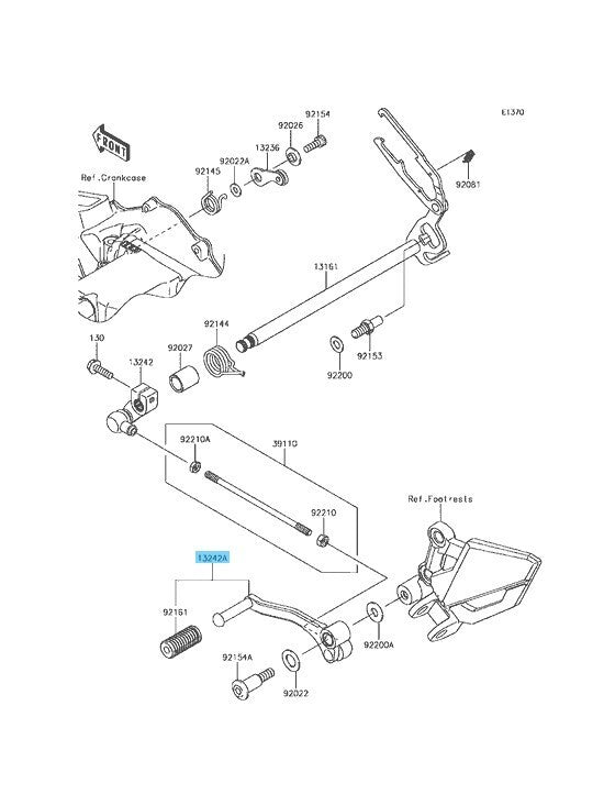 KAWASAKI NINJA 300 EX300 13-17 Genuine Change Lever Pedal Assy 13242-0088 OEM