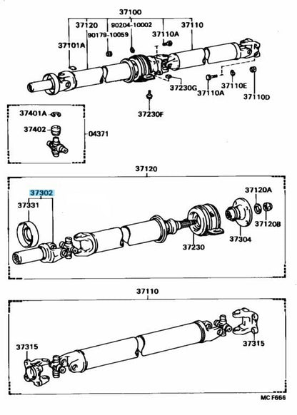 TOYOTA Genuine Yoke RR Propeller Shaft Universal Joint Sleeve 37302-35030 OEM