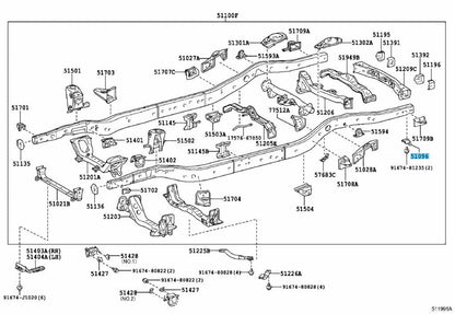 TOYOTA FJ CRUISER GSJ1# 07-14 Genuine Rear Hook Sub Assy LH 51095-60030 OEM