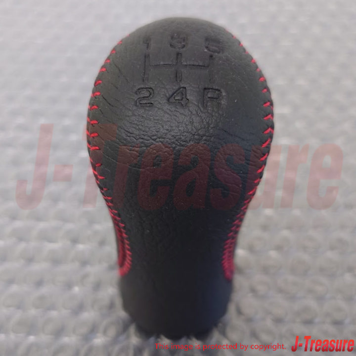 NISSAN FAIRLADY Z 300ZX Z32 Genuine Leather Gear Stick Shift Knob Red Stitch OEM