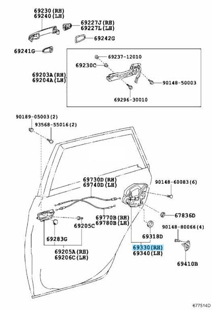 TOYOTA LEXUS Genuine Door Lock Actuator Assy Rear W/Motor Right 69050-33120 OEM