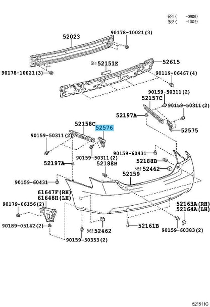 TOYOTA CAMRY GSV40 07-11 Genuine Rear Bumper Side Retainer LH 52576-33080 OEM