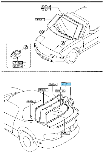 MAZDA MIATA MX-5 90-05 Genuine Rear Hardtop Glass Window Molding NAY1-63-930 OEM