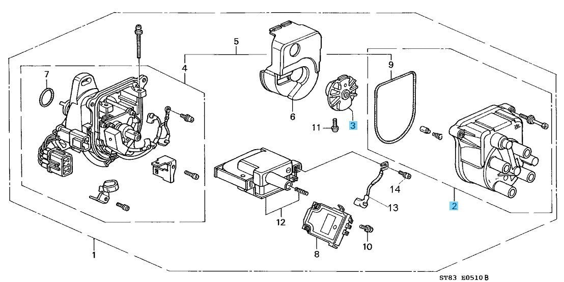 HONDA ACURA INTEGRA DB8 DC2 1997-2001 Genuine Distributor Cap & Rotor set OEM