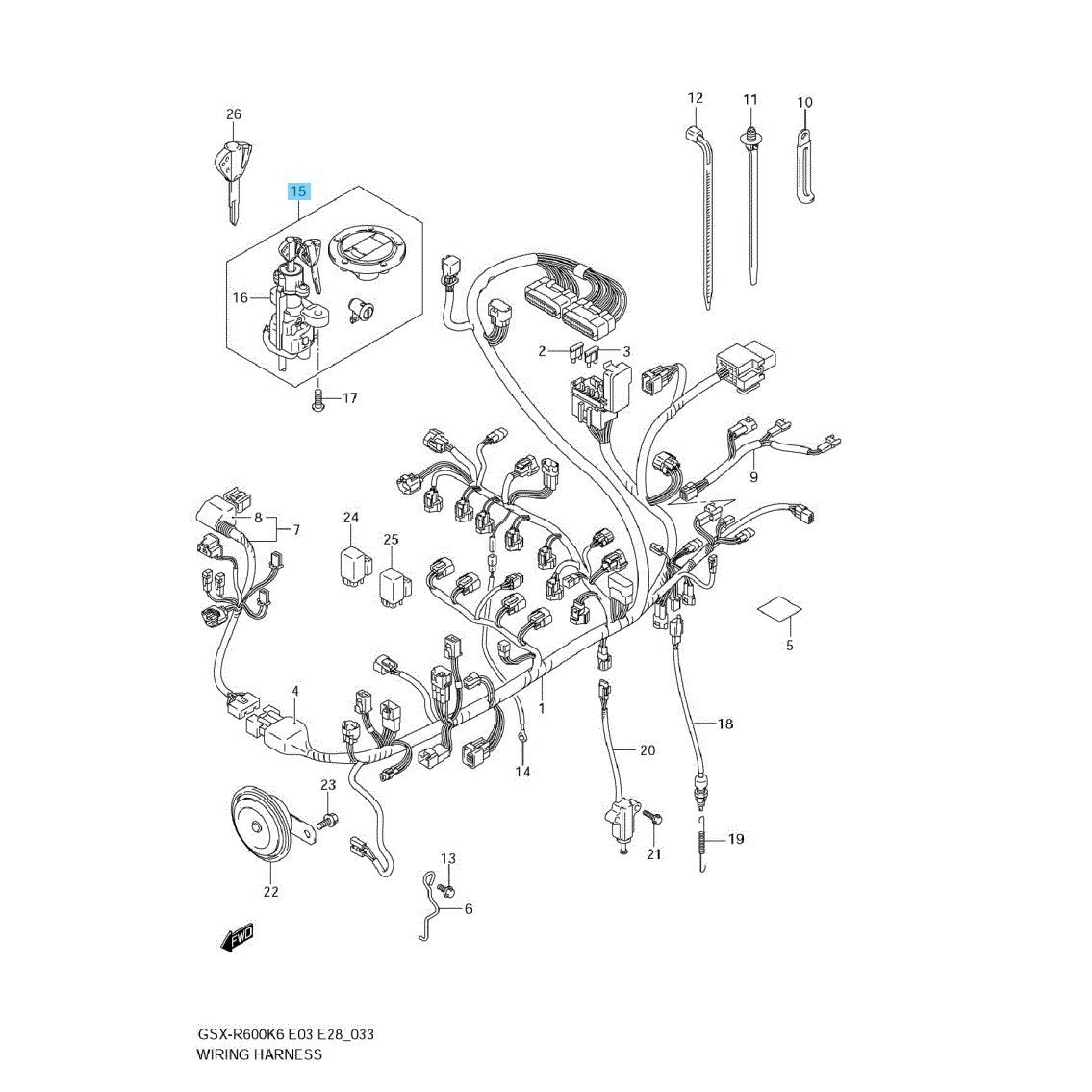 SUZUKI GSX-R600 GSX-R750 '06-09 '12-19 '21-23 Genuine Lock Set 37101-40824 OEM