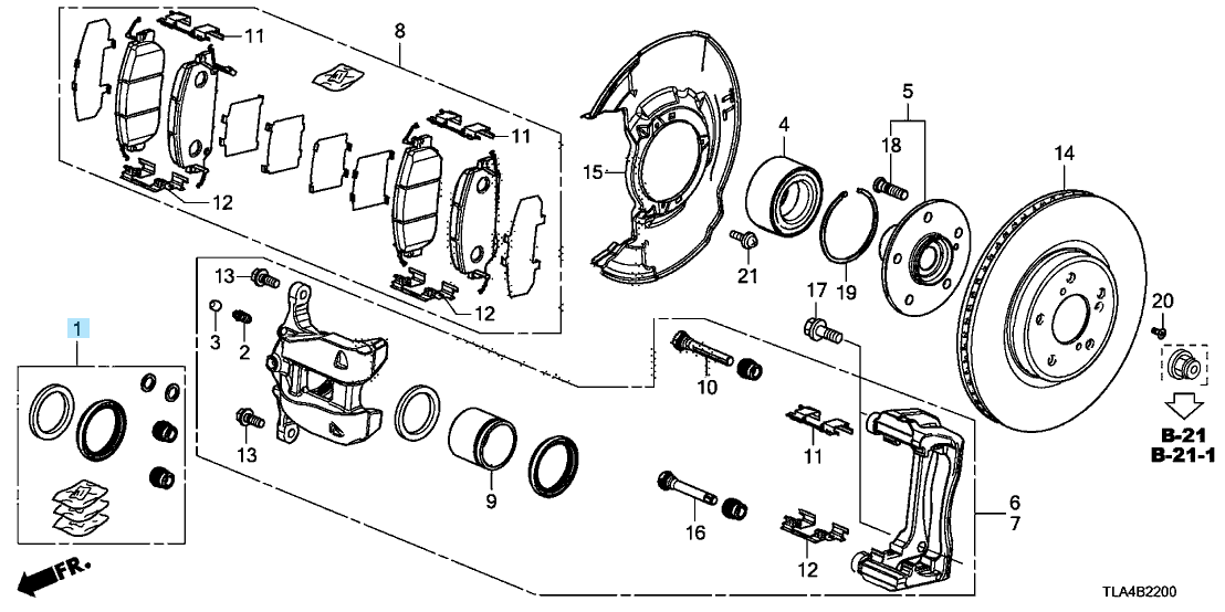 HONDA ACORD 14-17 Genuine Front Disc Brake Caliper Seal Kit 01463-TX4-A01 OEM