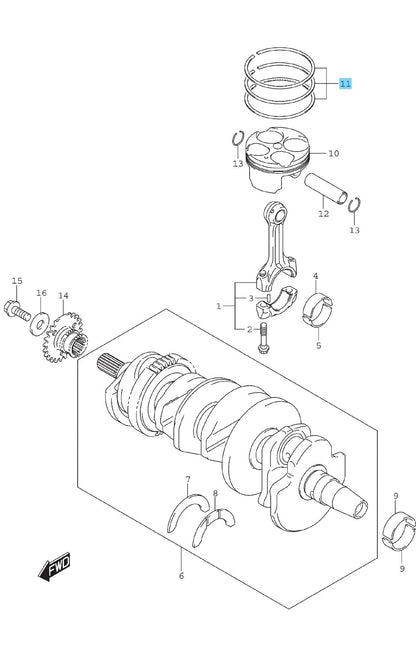 SUZUKI GSX-R600 2011-2019 2021-2024 Genuine Piston Ring Set 12140-29G20 x4 Set