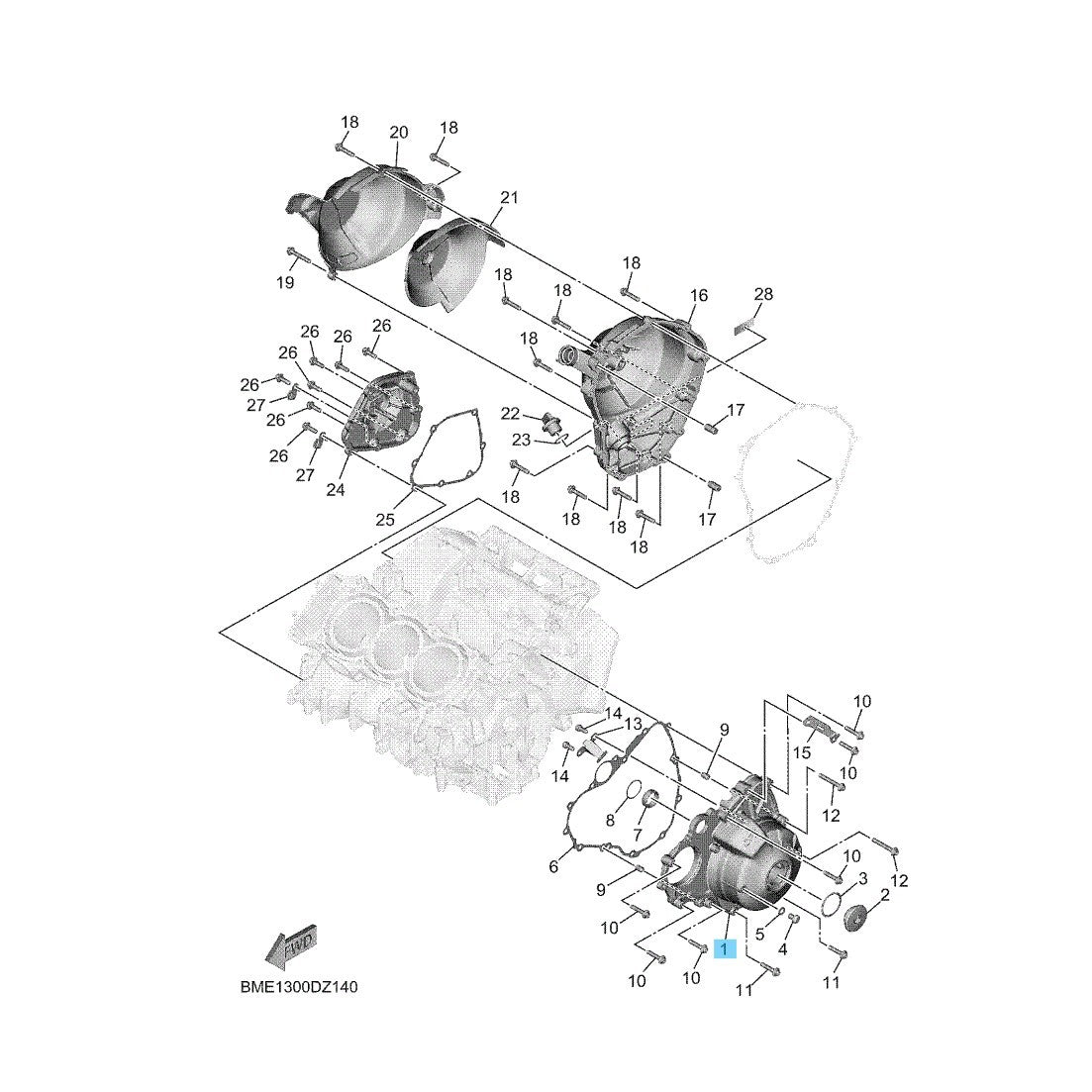 YAMAHA MT-09 2024-2025 Genuine Crankcase 1 Cover LH  BME-15411-00-00 OEM