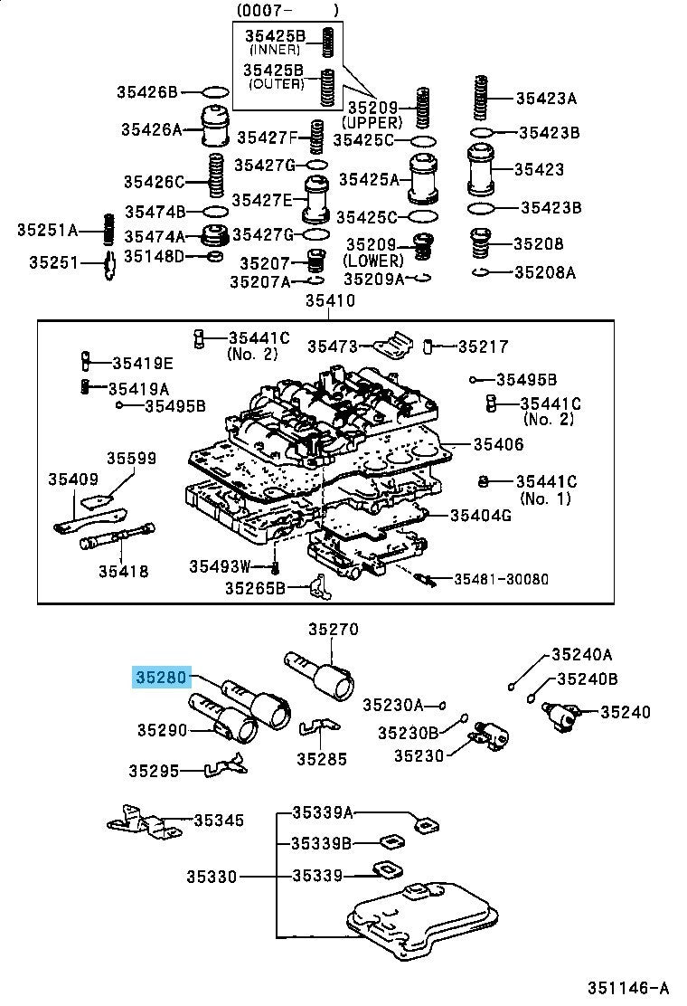 LEXUS GS300 98-05 GS400 GS430 Genuine Lock Up Control Solenoid Assy 35280-30040