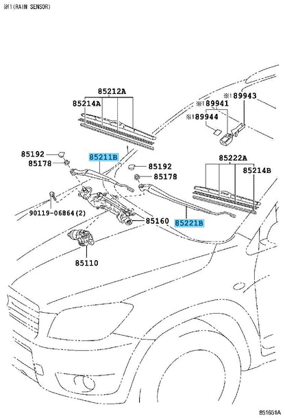 TOYOTA RAV4 ACA31 ACA33 GSA33 Genuine Front Wiper Arm RH & LH Set OEM RHD