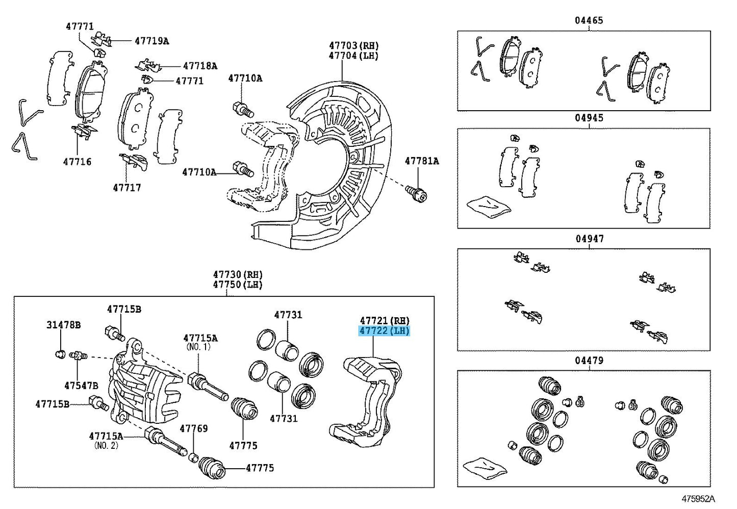 TOYOTA HIGHLANDER 08-13 Genuine Fr/Disc Brake Cylinder Mount LH 47722-48140