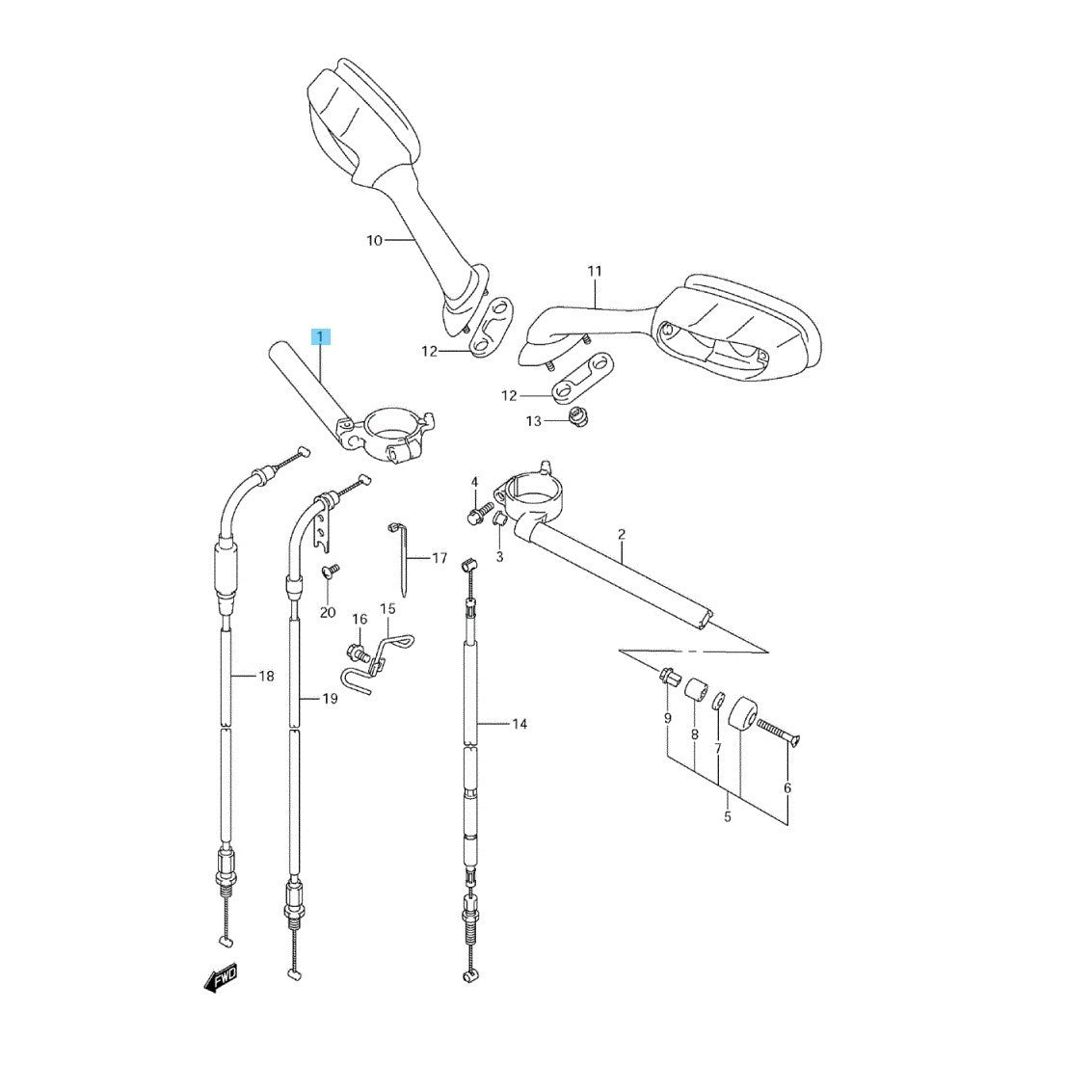 SUZUKI GSX-R600 GSX-R750 '11-19 '21-24 Genuine Handlebar RH 56111-14J00 OEM