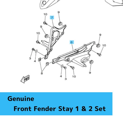YAMAHA YFZ450R 2009-2013 Genuine Front Fender Stay 1(LH) & Stay 2(RH) Set OEM