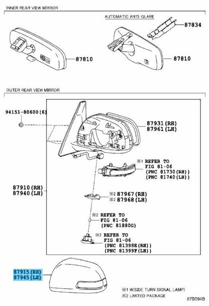TOYOTA 4RUNNER GRN28# 2010-2014 Genuine Outer Mirror Cover Right & Left Set OEM