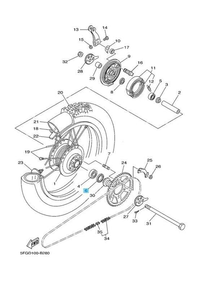 YAMAHA TT-R225 1999-2004 Genuine Rear wheel Oil Seal 93106-26005-00 OEM