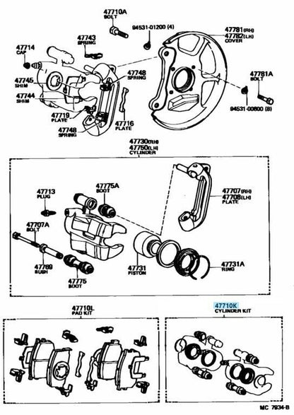 TOYOTA LEVIN TRUENO AE86 Genuine Front Disc Brake Cylinder Repair Kit OEM Parts