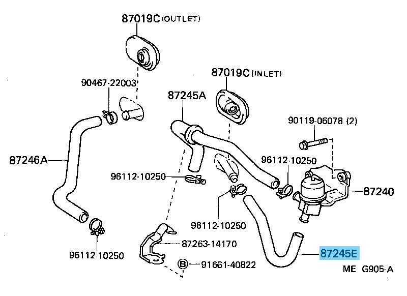 TOYOTA SUPRA MA70 86-93 Genuine Heater Water Inlet Hose E 87245-24130 OEM RHD