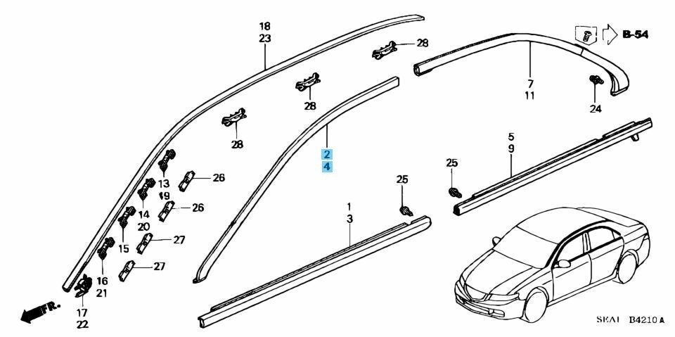 HONDA ACCORD CL7 EURO R Genuine Front Door Sash Molding Right & Left set OEM
