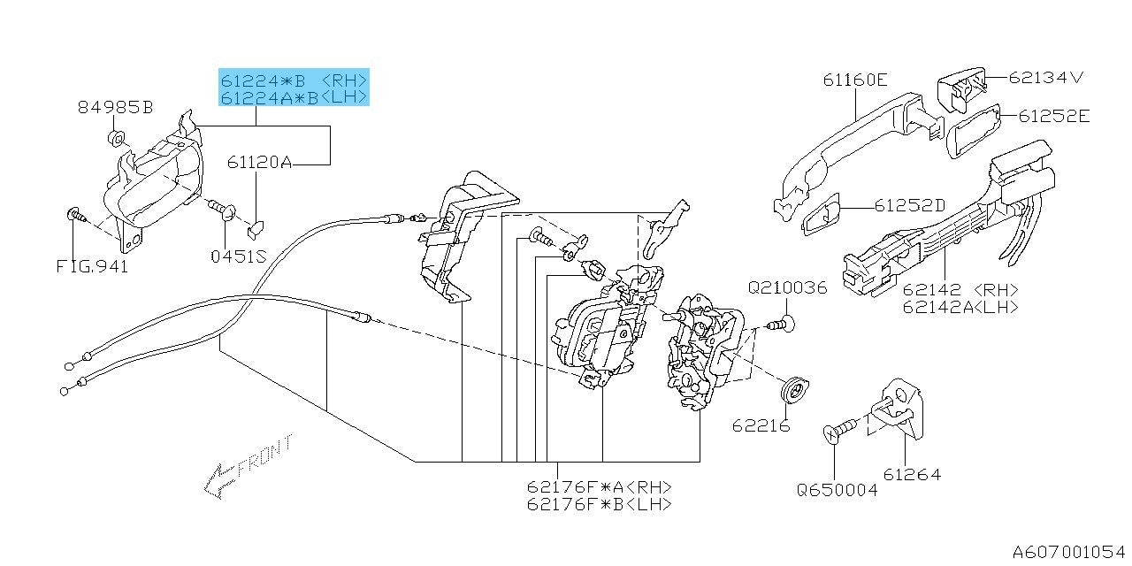 SUBARU IMPREZA GH8 '08-09 Genuine Front or Rear Interior Door Handle RH & LH Set
