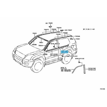 TOYOTA LAND CRUISER PRADO Genuine Rear Moulding Quarter Belt RH & LH Set OEM