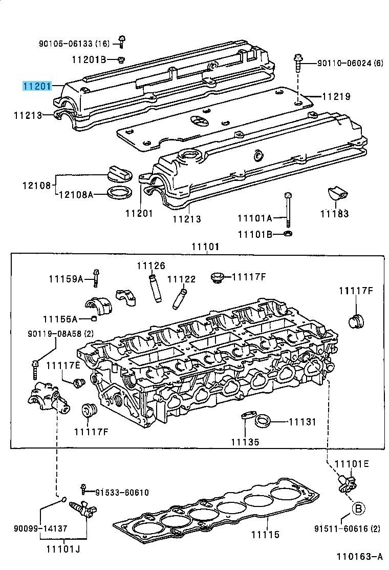 TOYOTA MARK驕ｶ繝ｻ・ｽ・｡ CHASER JZX100 Genuine Cylinder Head Cover Sub-Assy OEM Exhaust Side