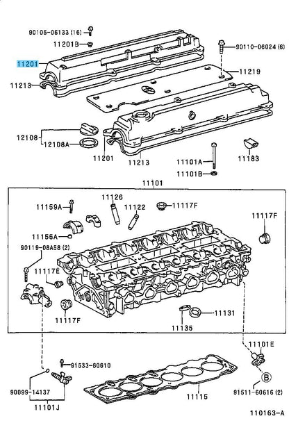 TOYOTA MARK驕ｶ繝ｻ・ｽ・｡ CHASER JZX100 Genuine Cylinder Head Cover Sub-Assy OEM Exhaust Side
