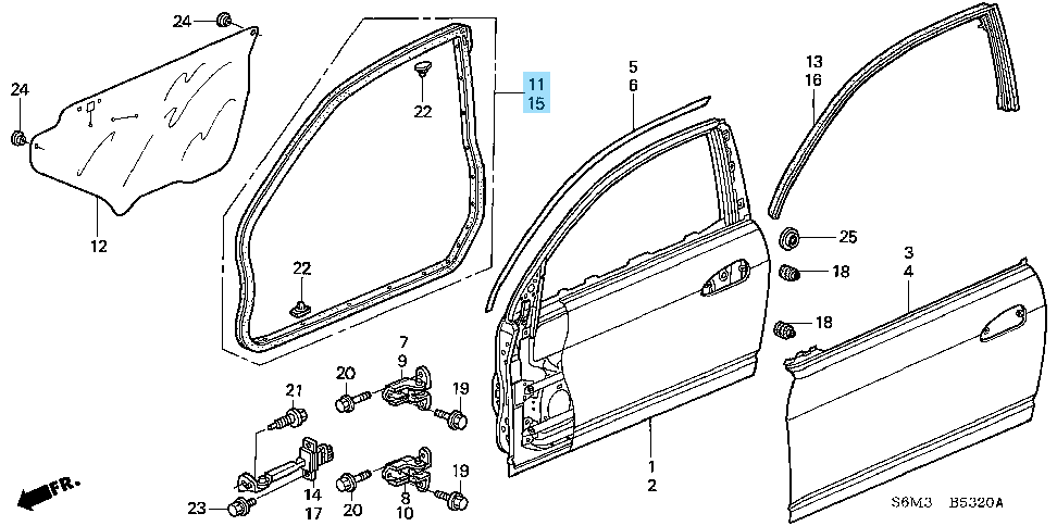 HONDA INTEGRA ACURA RSX DC5 02-06 Genuine Front Door Weatherstrip RH & LH OEM