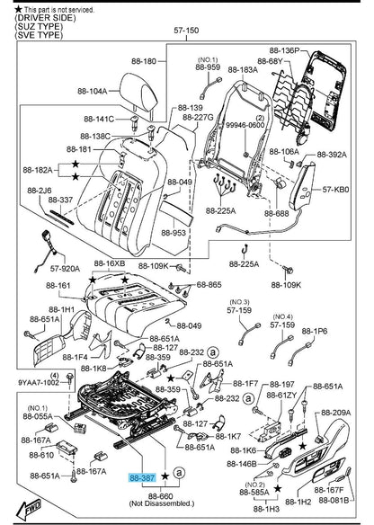 MAZDA CX-5 KE KF 13-22 Genuine Front Seats Under Cable No.1 TK81-88-0D1 OEM