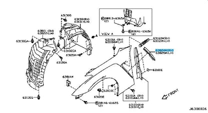 NISSAN GT-R R35 2014-2016 Genuine Front Fender Duct RH 63824-62B0A OEM