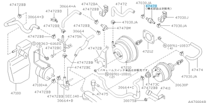 NISSAN INFINIT Genuine Brake Booster Check Valve 47478-03B00 OEM