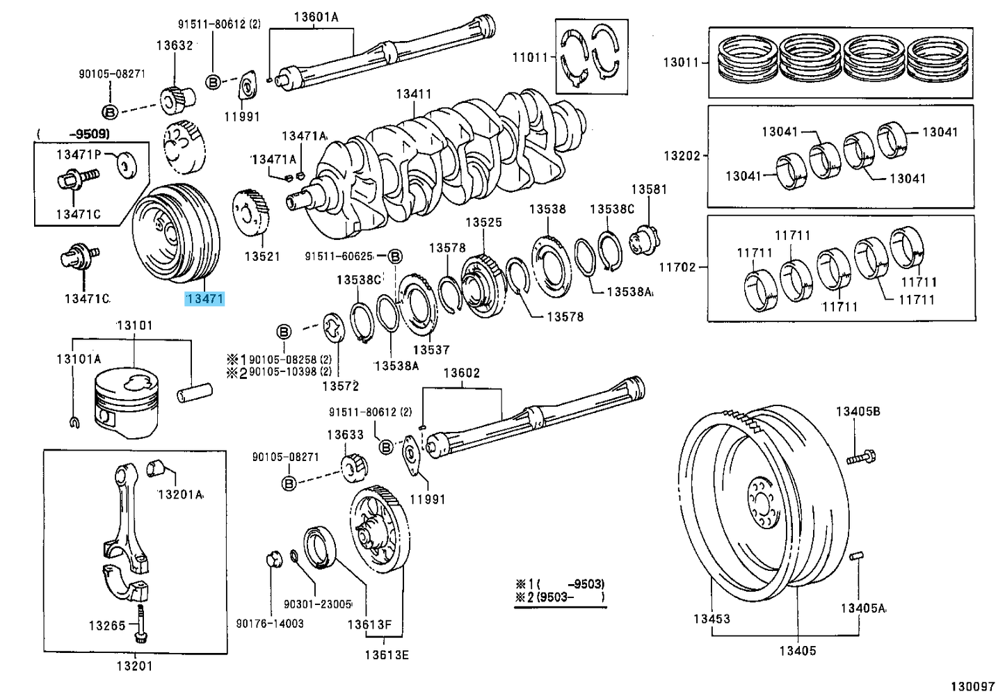 TOYOTA 4RUNNER LAND CRUISER Genuine 1KZ-TE Crankshaft Pulley 13408-67020 OEM