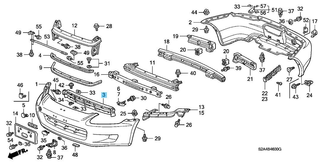 HONDA S2000 AP2 2004-2009 Genuine Front Bumper Grille 71102-S2A-010 OEM