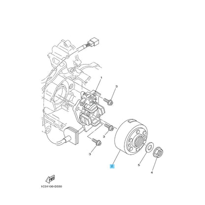 YAMAHA YZ125 '05-21 YZ125X '20-22 Genuine Generator Rotor Assy 1C3-85550-01-00