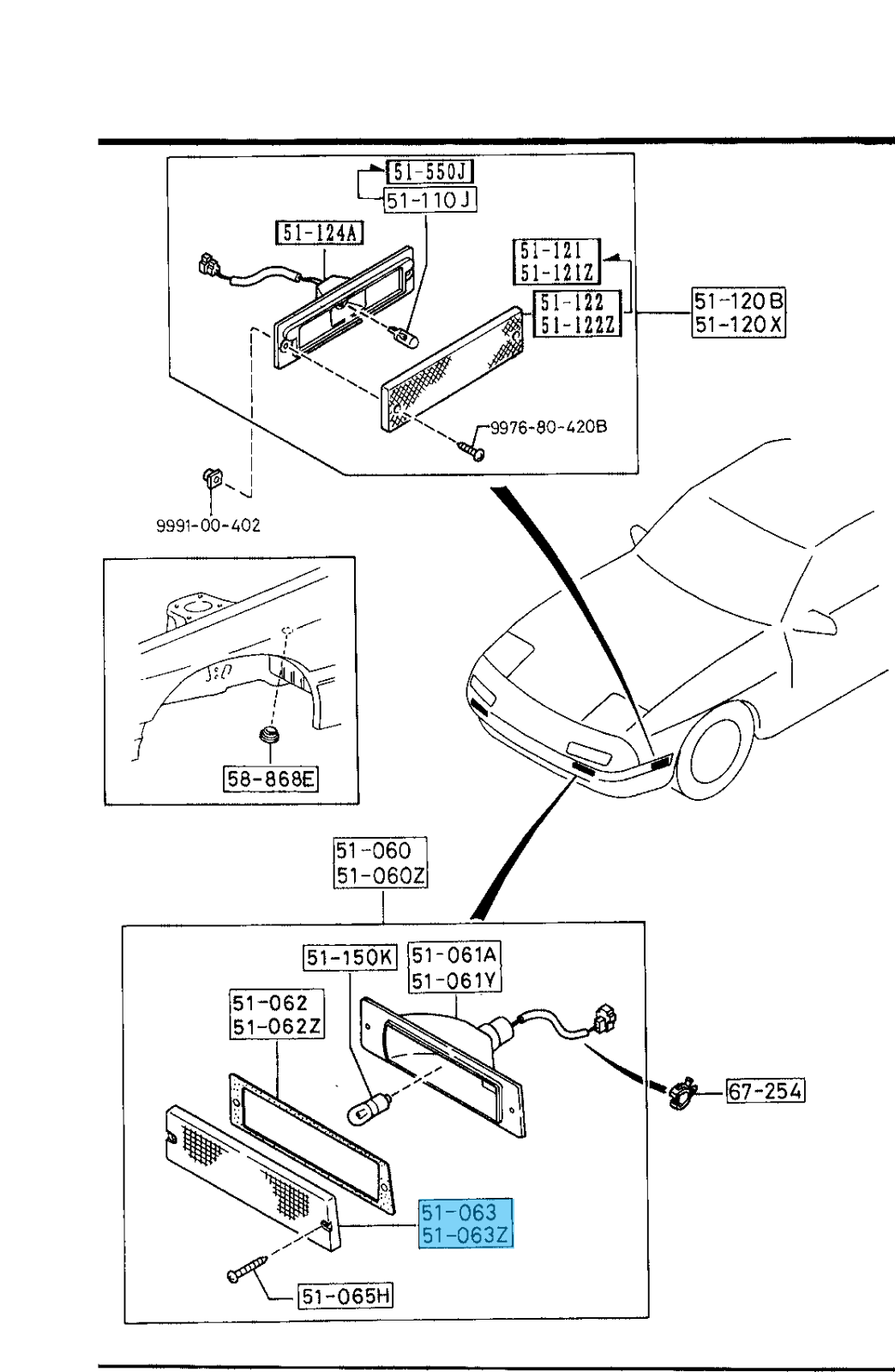MAZDA RX-7 RX7 FC3S 89-91 Genuine Front Side Turn Signal Lamp Clear Lens Set OEM
