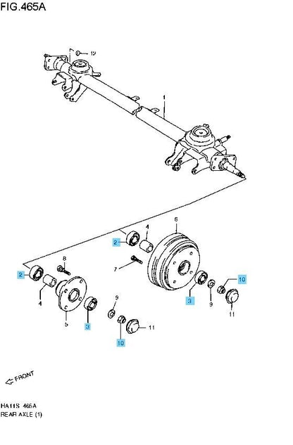 SUZUKI ALTO WORKS HA21S 94-98 Genuine Rear Hub Bearing & Hub Lock Nut Set OEM