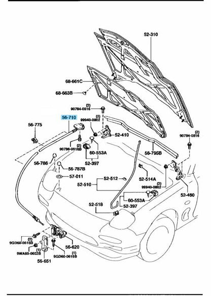 MAZDA RX-7 RX7 FD3S 1993-1995 Genuine Bonnet Hood Release Cable FD01-56-720C OEM