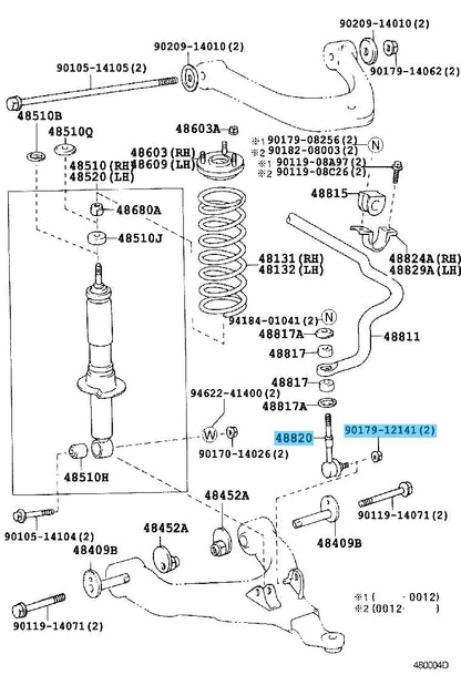 TOYOTA LAND CRUISER PRADO VZJ95 Genuine Front Stabilizer Link & Nut RH & LH Set
