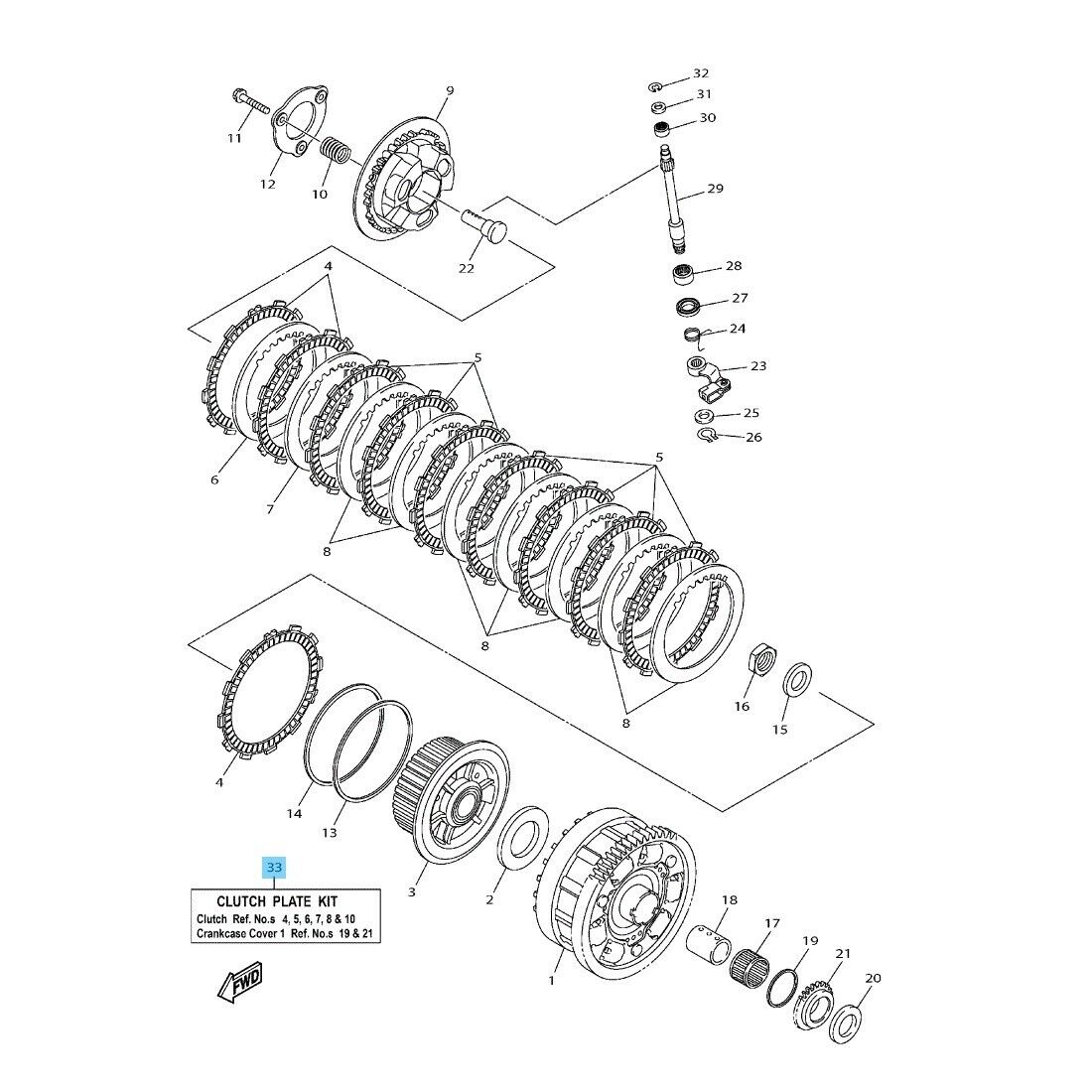 YAMAHA YZF-R1 2015-2020 Genuine Clutch Plate Kit 2CR-W001G-00-00 OEM