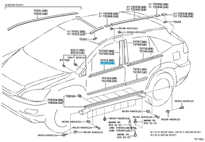 LEXUS RX330 RX350 RX400h Genuine Front Door Belt Moulding LH 75720-48031 OEM