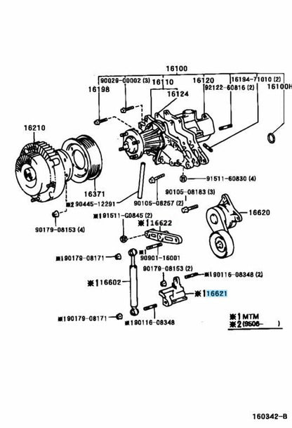 TOYOTA SUPRA JZA80 93-98 Genuine V-Ribbed Belt Tensioner Bracket 16621-46010 OEM