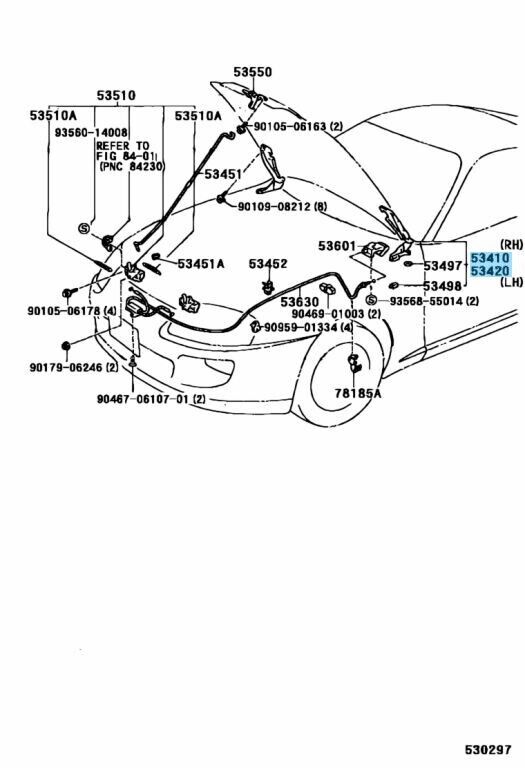 TOYOTA SUPRA JZA80 93-98 Genuine Bonnet Hood Latch Hinge Right & Left Set OEM