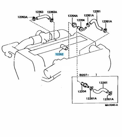 TOYOTA Genuine Ventilation 1JZ-GTE 1JZGTE Crankcase Breather Hose 1226288400 OEM