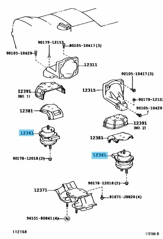 LEXUS GS4## IS300 1JZ 2JZ Genuine Insulator Engine Mounting Front 12361-46190 x2
